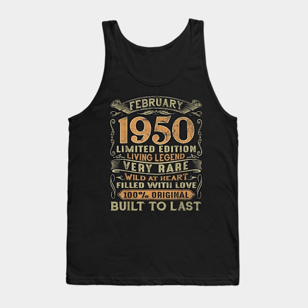 Vintage 70 Years Old February 1950 70th Birthday Gift Ideas Tank Top by erbedingsanchez